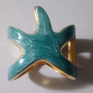Gold and Teal Starfish Bracelet